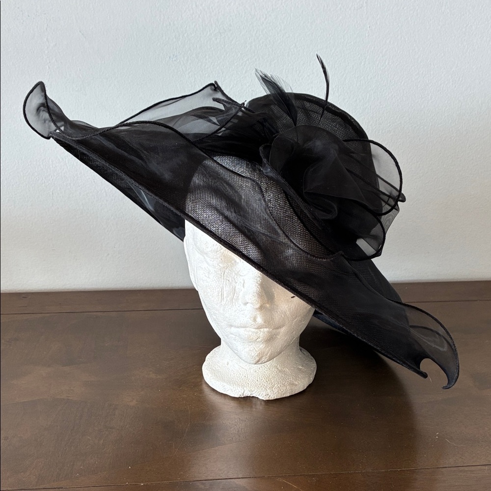 Vintage Black Scala Wide-Brim Hat